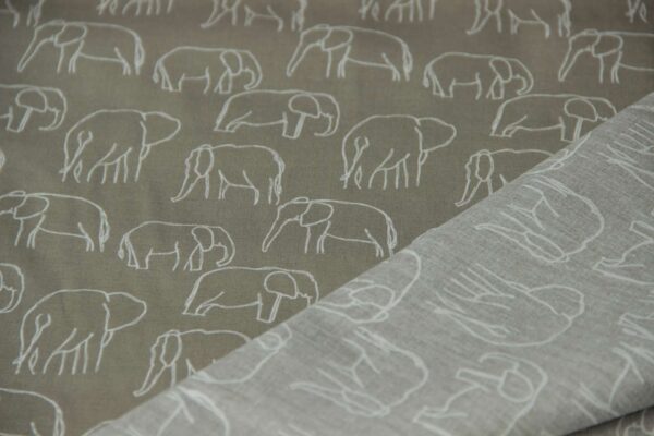 katoen olifanten line art kiezel voor- en achterkant katoen olifanten line art kiezel voor- en achterkant